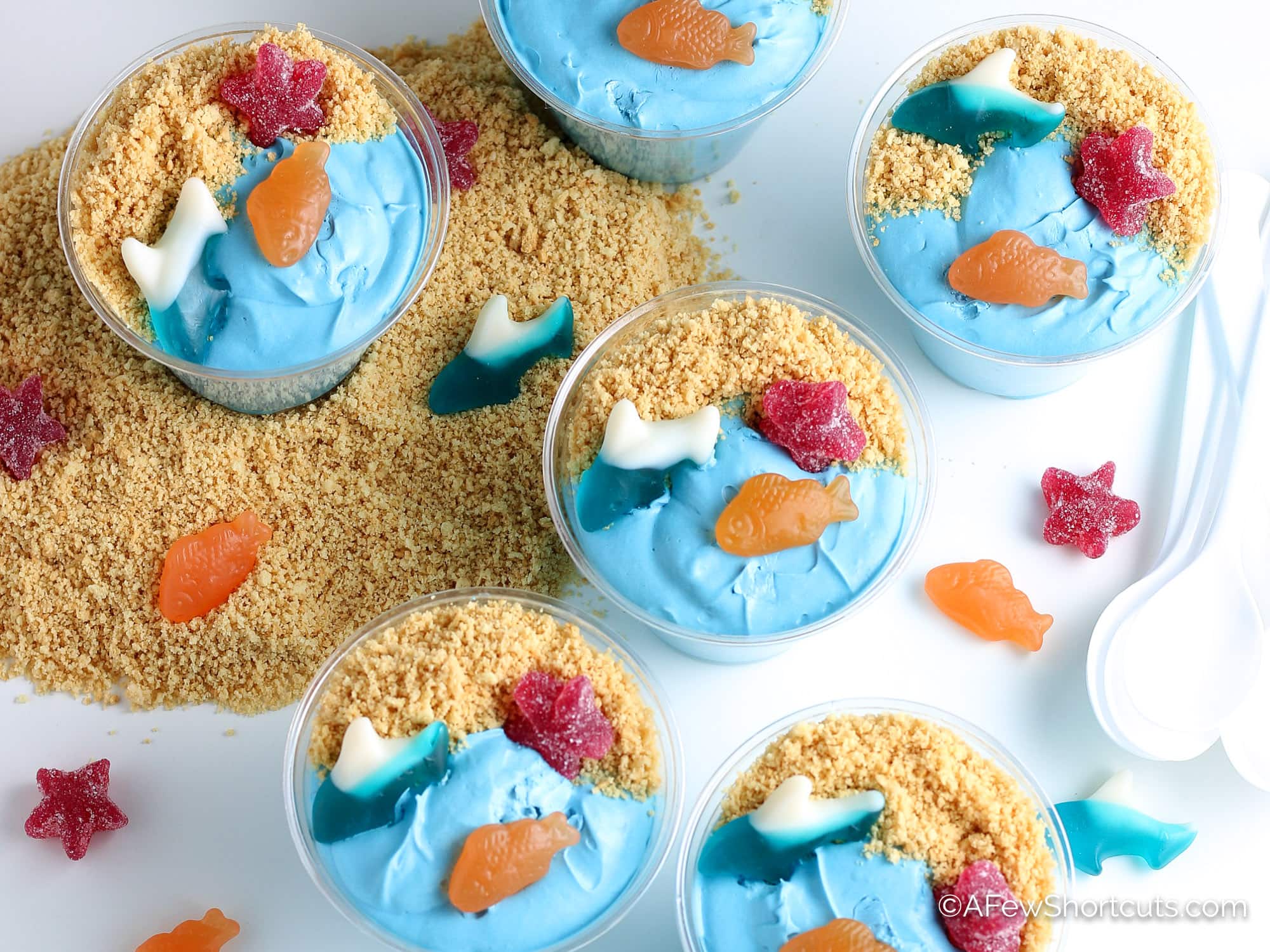 Beach Themed Pudding Cups and Shark Snacks Dix Hills Half Hollow